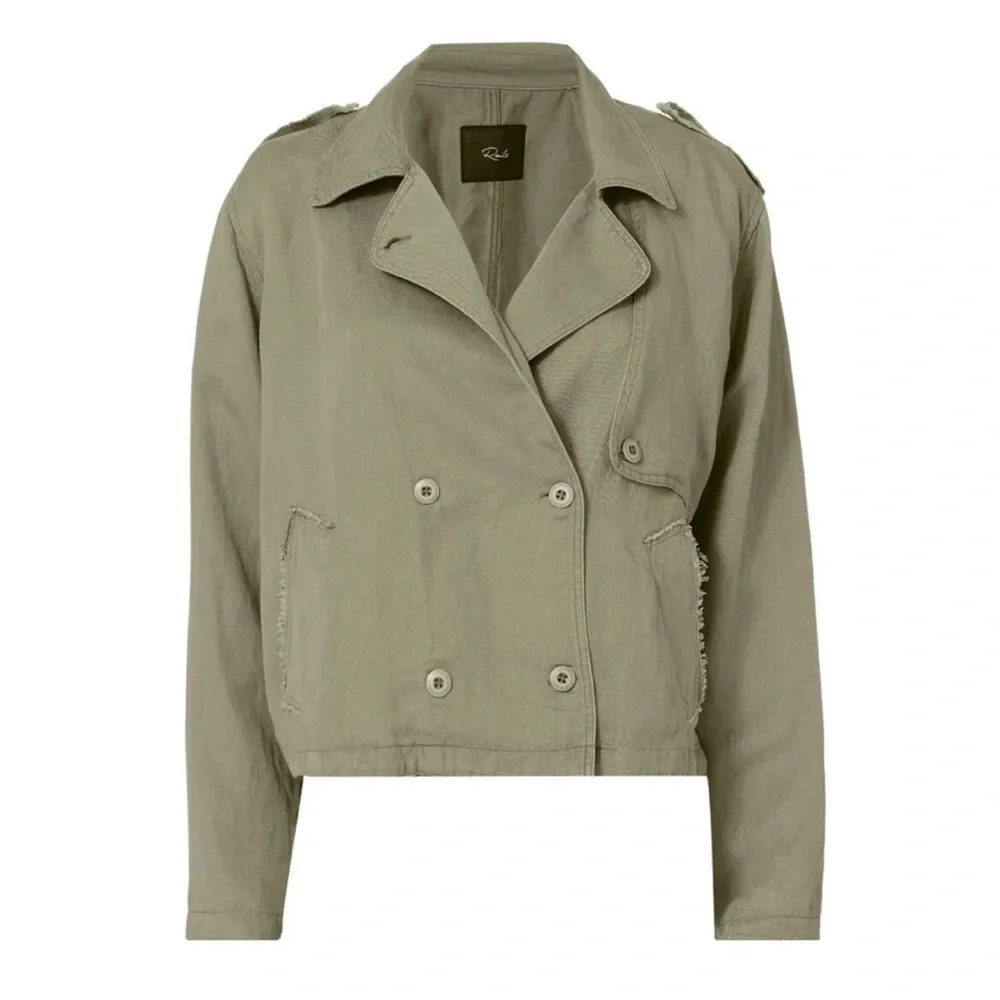 🛍️RAILS Barclay Sage Military Style Cropped Linen Jacket Boxy - Picture 6 of 11